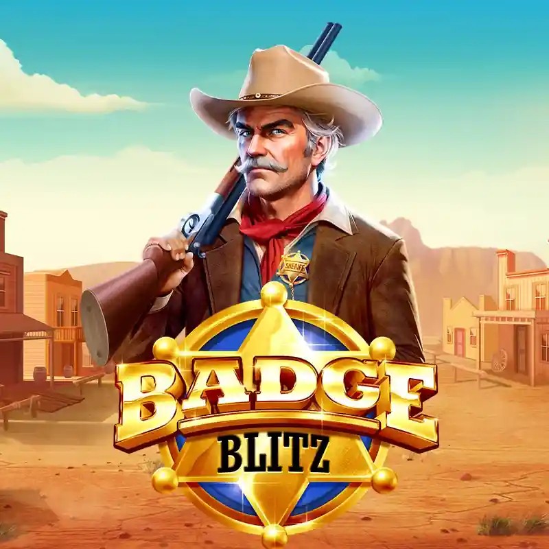 Badge Blitz online game logo by Pragmatic Play on goldenpanda-casino.org